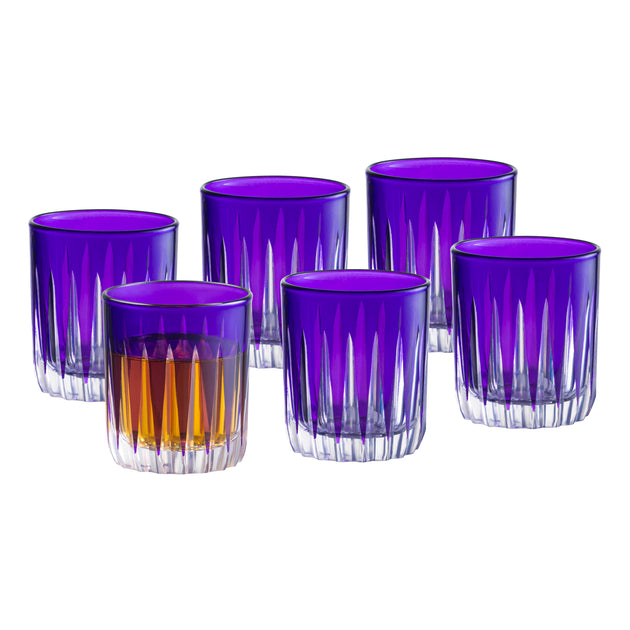 Barski Colored Shot Glass - Purple Liquor Glasses - Set of 6 Elegant Colored Shot Glassware