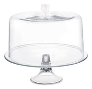 Opal Cake stand and large Dome with White knob, 13"D