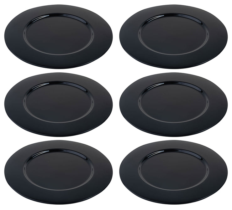 Opaque Black Charger, 12.5"D, Set of 6