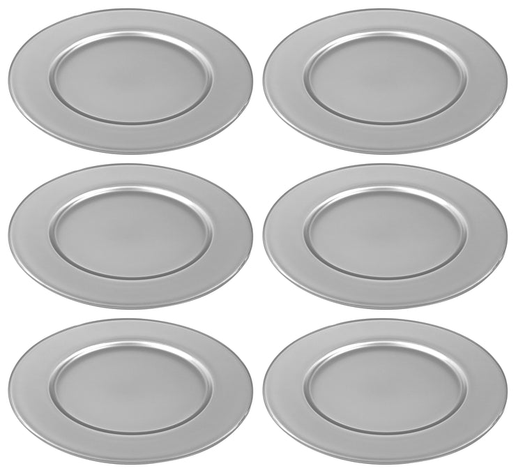 Opaque Silver Charger, 12.5"D, Set of 6