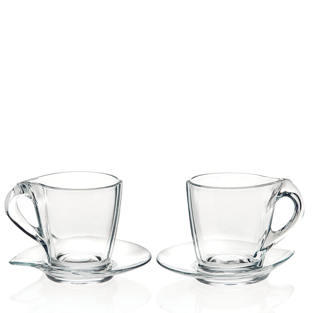 European Glass - Cappuccino Cups with Saucers - 8.75 Oz - Glass Coffee –  Barski