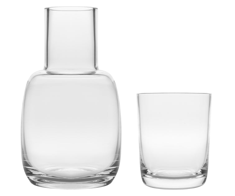 Tiktalk 2-Piece Glass Bedside Water Night Carafe Set with Tumbler Glass Set,14oz/400ml (Clear)