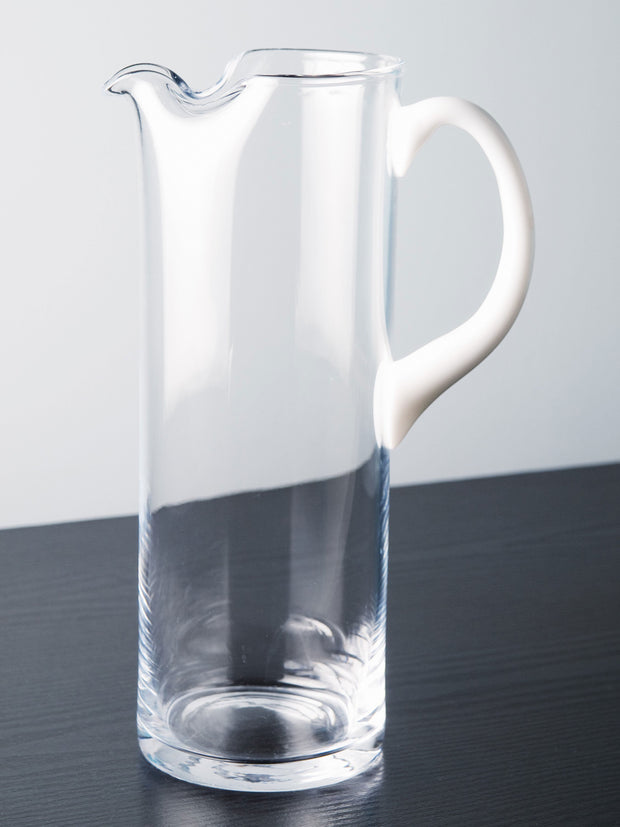 Opal Cylinder Pitcher with White handle, 64 oz.