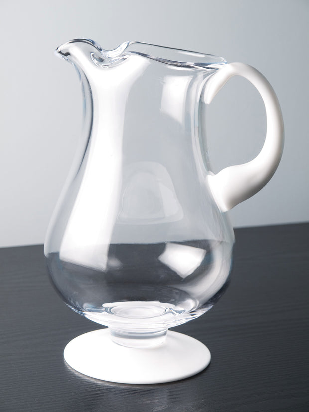 Opal Footed Pitcher with White Foot and Handle, 78 oz.