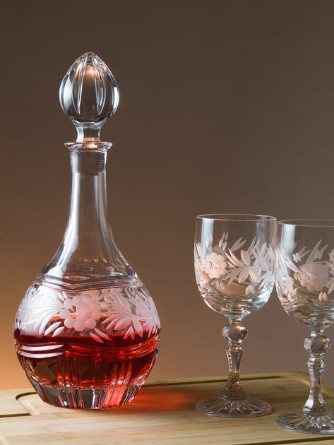 Single Serving Glass Wine Carafe 6.5 oz - Mini Decanters - Small Individual  Carafes, set of 4 - w/coasters