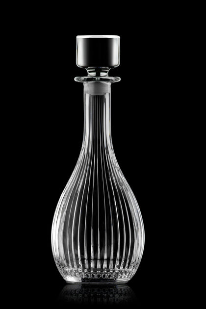 Glass - Wine Decanter - For Red - White - Wine - Carafe - Cut Crystal  Design - With Stopper 32.5 Oz. - Made In Europe - By Majestic Gifts Inc.