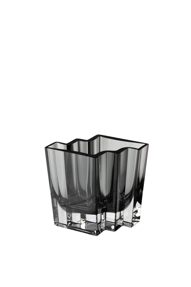 Chevron Vase, Transparent Gray