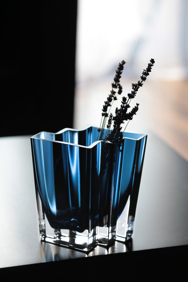 Chevron Vase, Midnight Blue