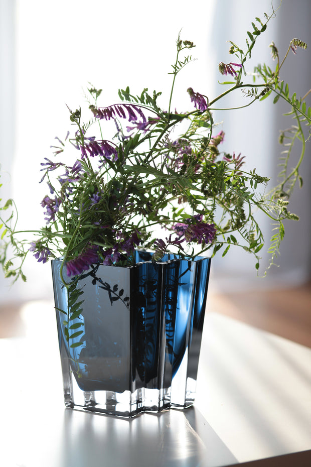 Chevron Vase, Midnight Blue