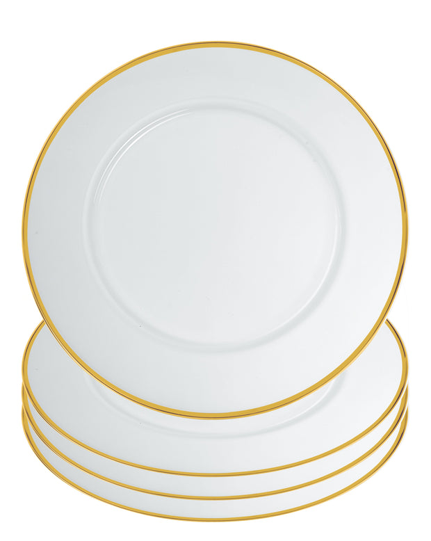 Onyx Charger, White with Gold rim, Set of 4