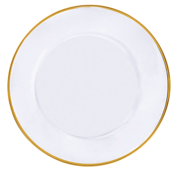 Onyx Charger, White with Gold rim, Set of 4