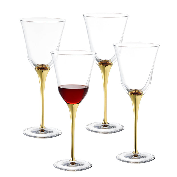 Spectrum Goblet Glass with Gold Stem, 10 oz. Set of 4