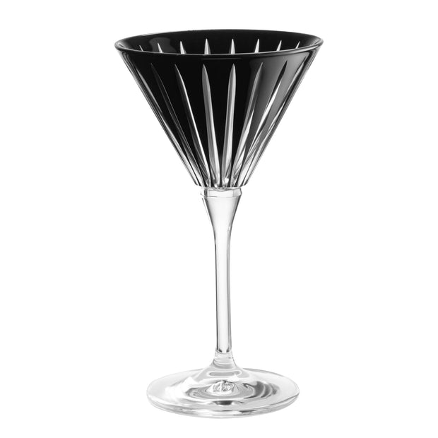 Black Colored  Martini  Stemmed Glasses , Set of 6 , 7 Oz.