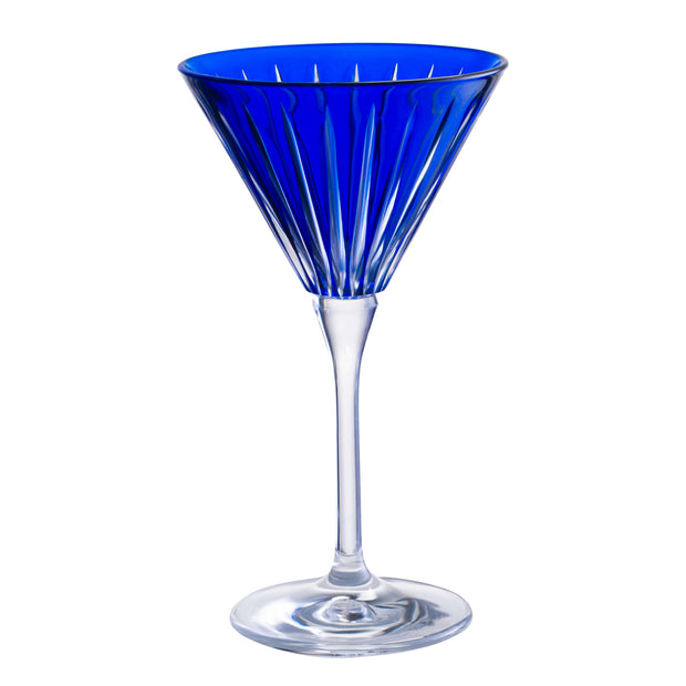 Blue Colored  Martini  Stemmed Glasses , Set of 6 , 7 Oz.