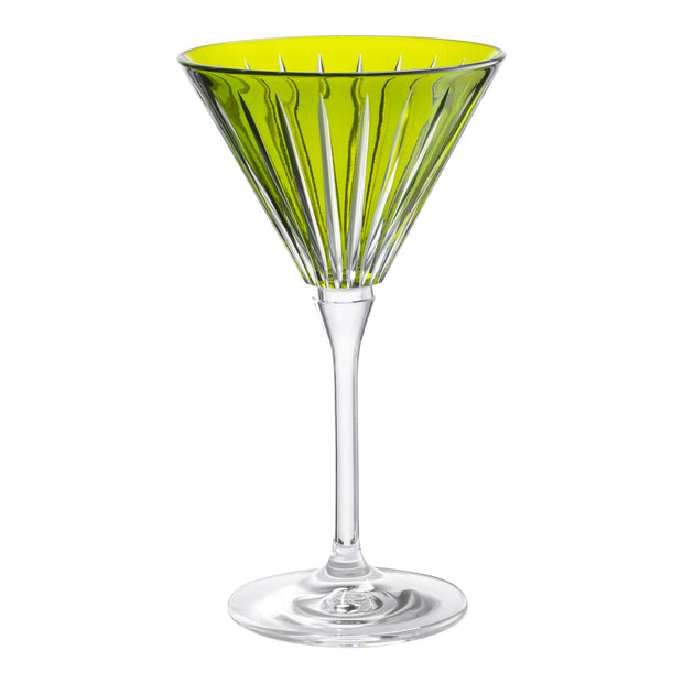 Green Colored  Martini  Stemmed Glasses , Set of 6 , 7 Oz.