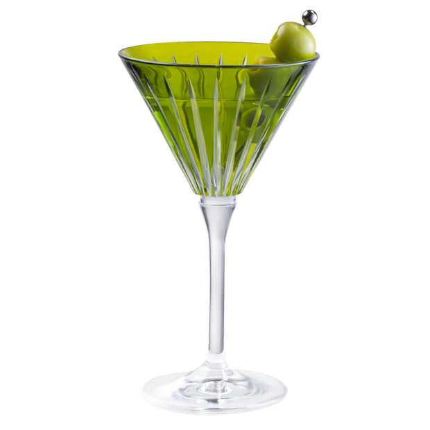 Green Colored  Martini  Stemmed Glasses , Set of 6 , 7 Oz.