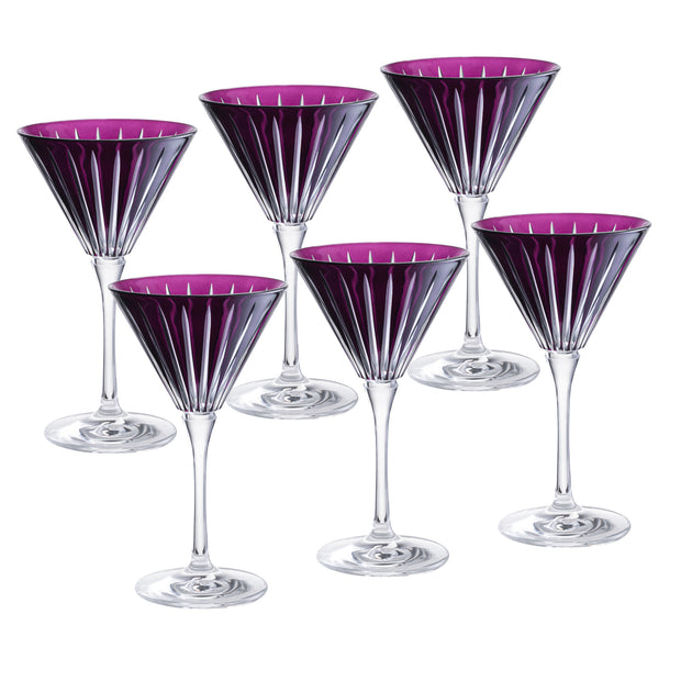 Amethyst Colored  Martini  Stemmed Glasses , Set of 6 , 7 Oz.