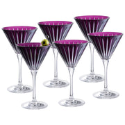 Amethyst Colored  Martini  Stemmed Glasses , Set of 6 , 7 Oz.