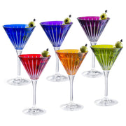 Assorted Colored  Martini  Stemmed Glasses , Set of 6 , 7 Oz.