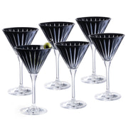 Black Colored  Martini  Stemmed Glasses , Set of 6 , 7 Oz.