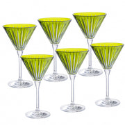 Green Colored  Martini  Stemmed Glasses , Set of 6 , 7 Oz.