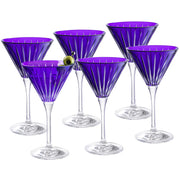 Purple Colored  Martini  Stemmed Glasses , Set of 6 , 7 Oz.