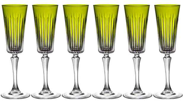 Onyx Champagne Flute Green, 7 Oz. Set of 6