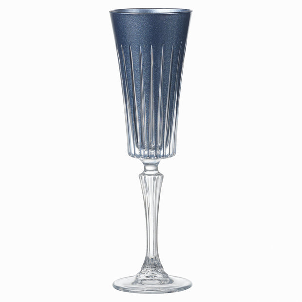 Onyx Champagne Flute, Pearl Midnight-Blue, 7 oz. Set of 6