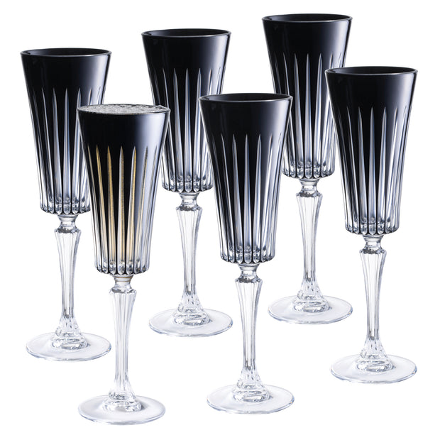 Onyx Champagne Flute Black, 7 Oz. Set of 6