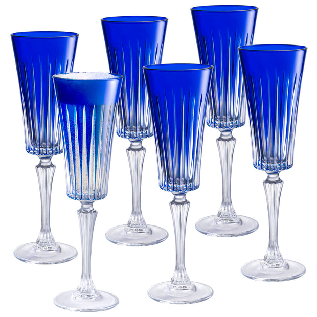 Onyx Champagne Flute Blue, 7 Oz. Set of 6