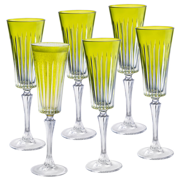 Onyx Champagne Flute Green, 7 Oz. Set of 6