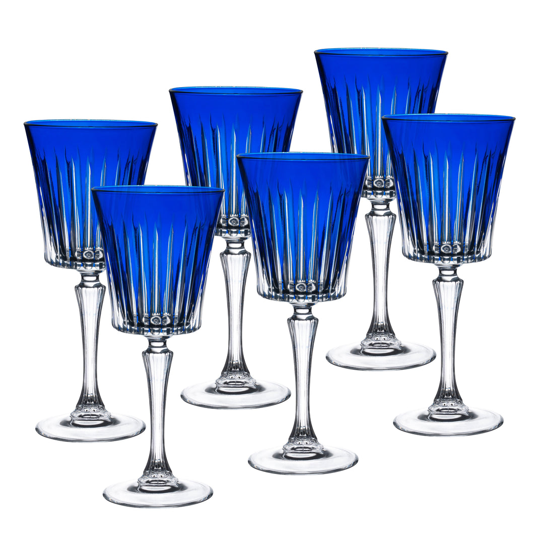 Onyx White Wine Glass Blue, 7.5 oz. Set of 6|Barski