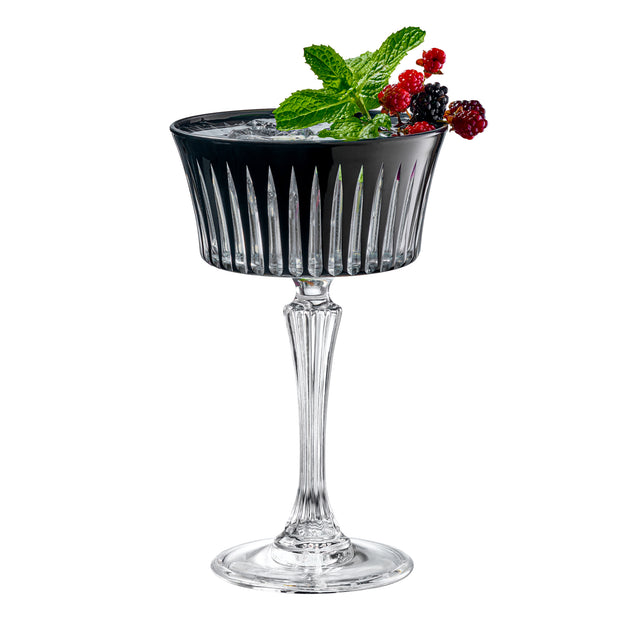 Black Colored Champagne Saucer Glasses,  Set of 6,  8.7 oz.