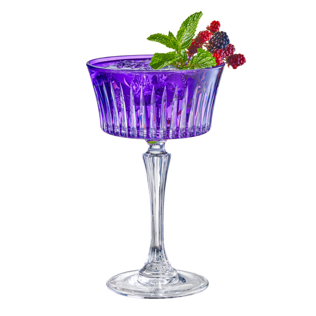 Champagne Saucer Glasses, Purple, Set of 6,  8.7 oz.