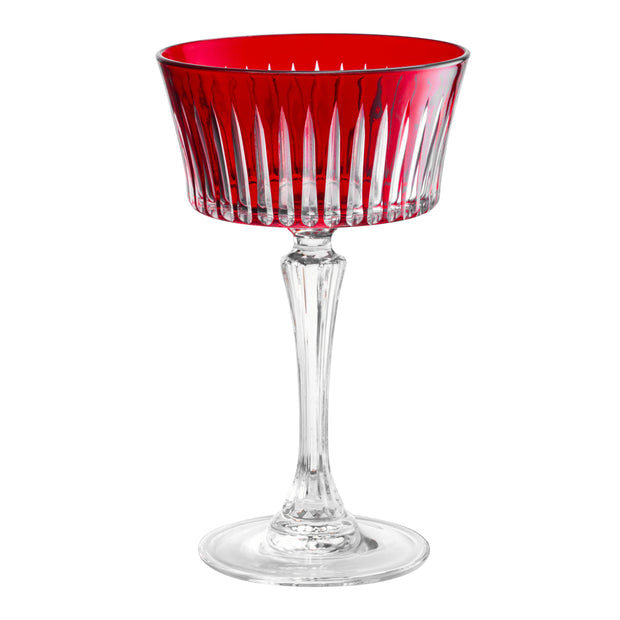 Ruby Colored Champagne Saucer Glasses,  Set of 6,  8.7 oz.