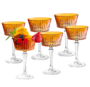 Amber Colored Champagne Saucer Glasses,  Set of 6,  8.7 oz.