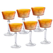 Amber Colored Champagne Saucer Glasses,  Set of 6,  8.7 oz.