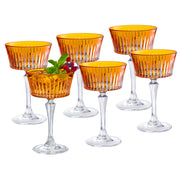 Amber Colored Champagne Saucer Glasses,  Set of 6,  8.7 oz.