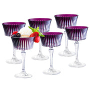 Amethyst Colored Champagne Saucer Glasses,  Set of 6,  8.7 oz.