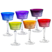 Assorted Colored Champagne Saucer Glasses,  Set of 6,  8.7 oz.