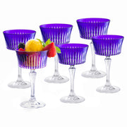 Champagne Saucer Glasses, Purple, Set of 6,  8.7 oz.