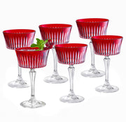 Ruby Colored Champagne Saucer Glasses,  Set of 6,  8.7 oz.