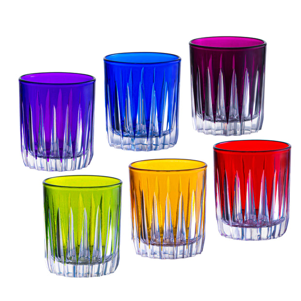 Assorted Colored  Liquor Glasses, Set of 6 , 2.6 Oz