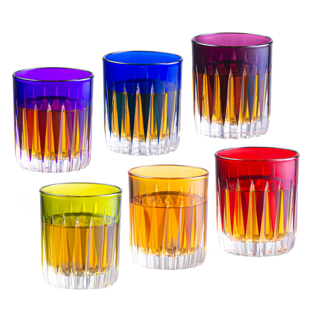 Assorted Colored  Liquor Glasses, Set of 6 , 2.6 Oz