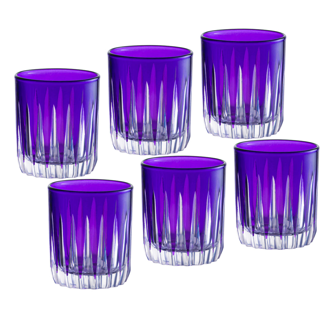 Barski Colored Shot Glass - Purple Liquor Glasses - Set of 6 Elegant Colored Shot Glassware