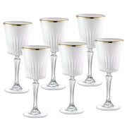 Onyx Wine Glass, White with Gold rim, 7.5 oz. Set of 6