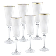 Onyx Champagne Flute, White with Gold rim, 7 oz. Set of 6