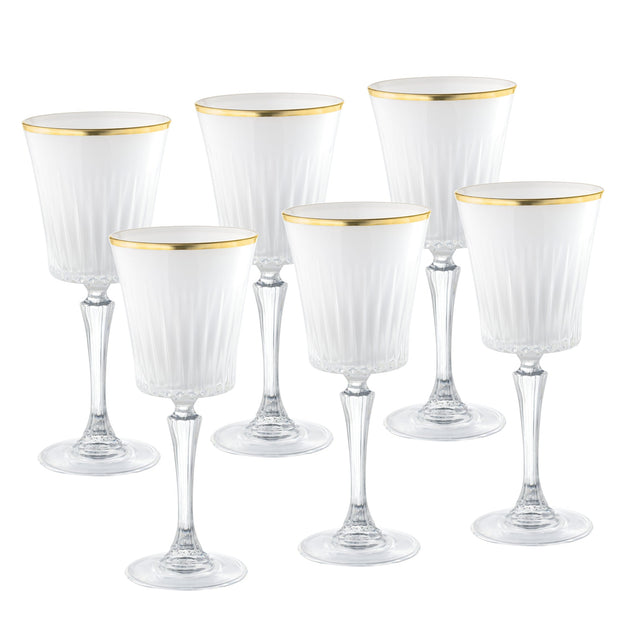 Onyx Water Goblet with Gold rim, 10 oz. Set of 6