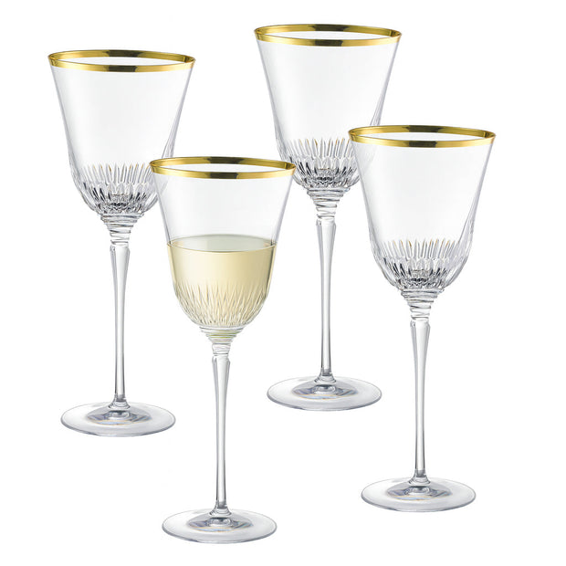 Jolie-Gold Wine Glass with Gold Rim, 8 oz. Set of 4
