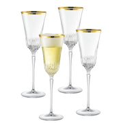 Jolie-Gold Champagne Flute with Gold Rim, 8 oz. Set of 4